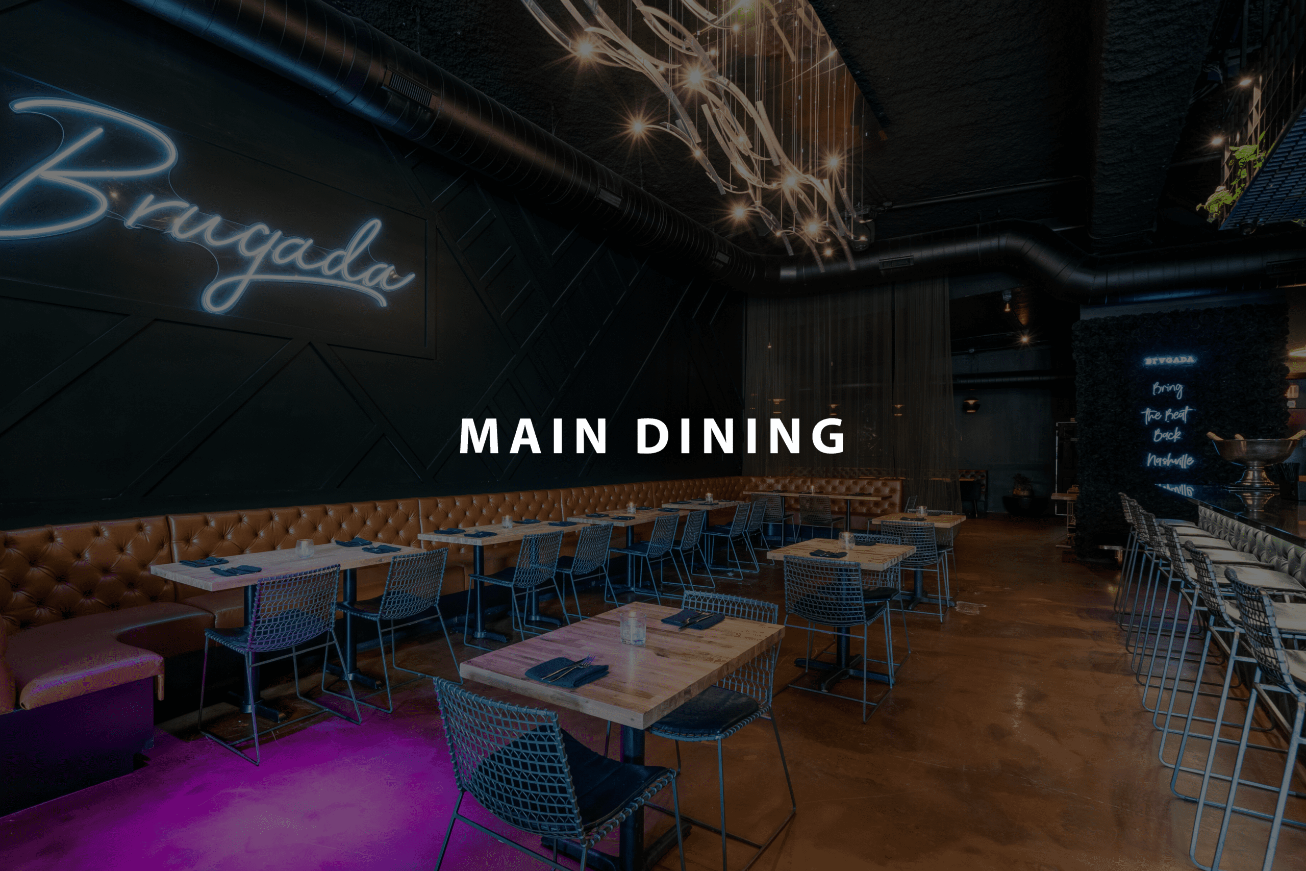 Main dining room at Brugada Kitchen & Bar in downtown Nashville