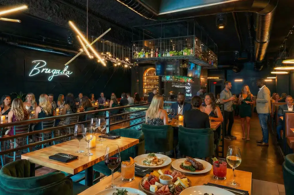 Private event dinner in the main dining room at Brugada Kitchen & Bar, downtown Nashville