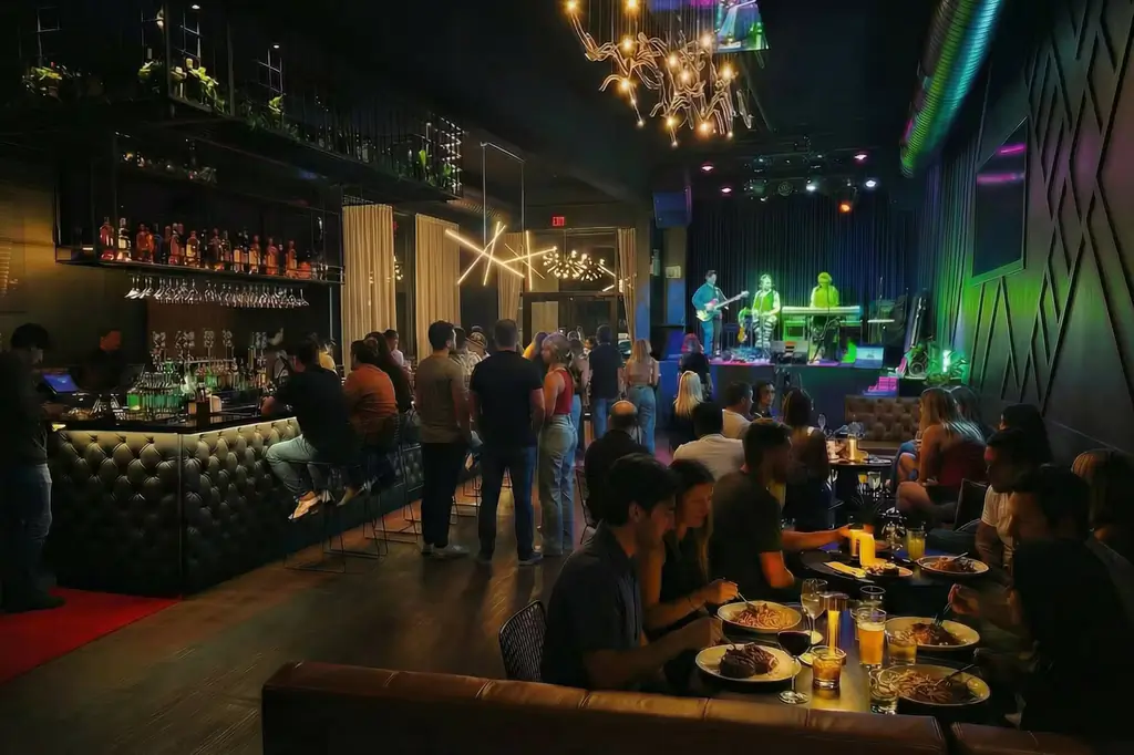 Private event with live music on the stage at Brugada Kitchen & Bar, downtown Nashville