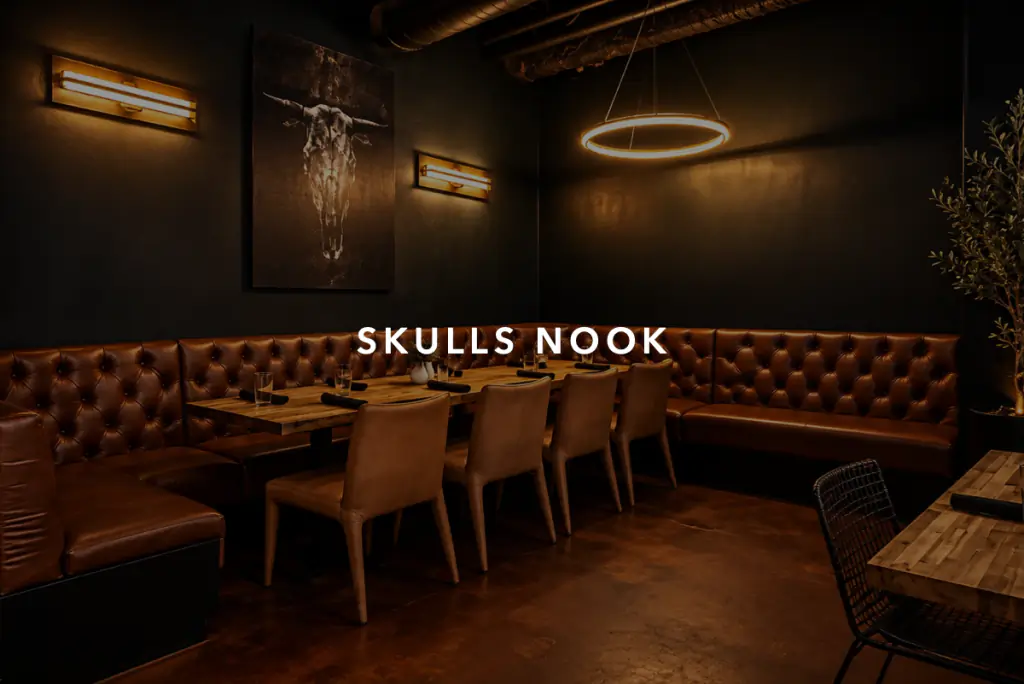 Skulls Nook semi-private dining space at Brugada Kitchen & Bar